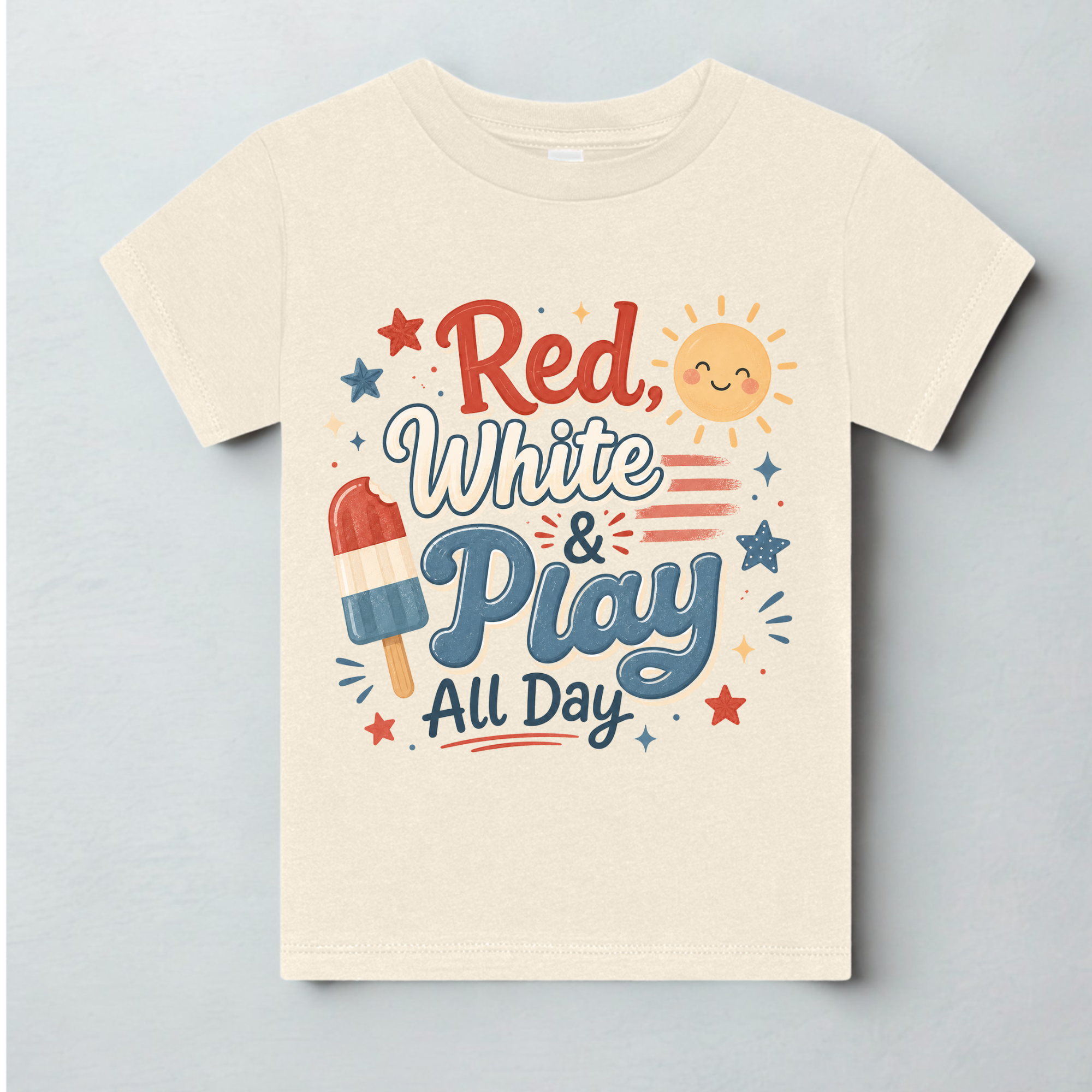 Red White and Play all day tee