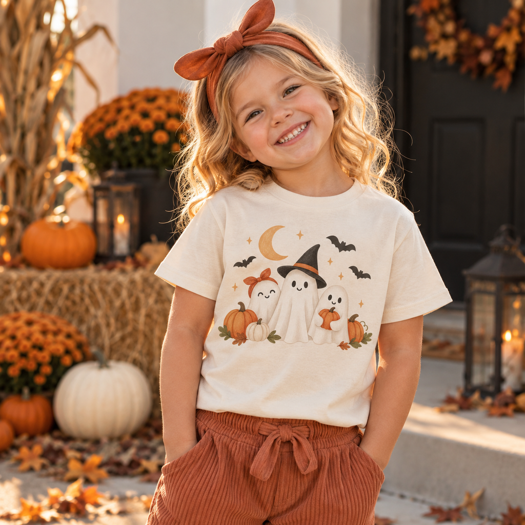 Cute Halloween Ghosts and Pumpkins tee