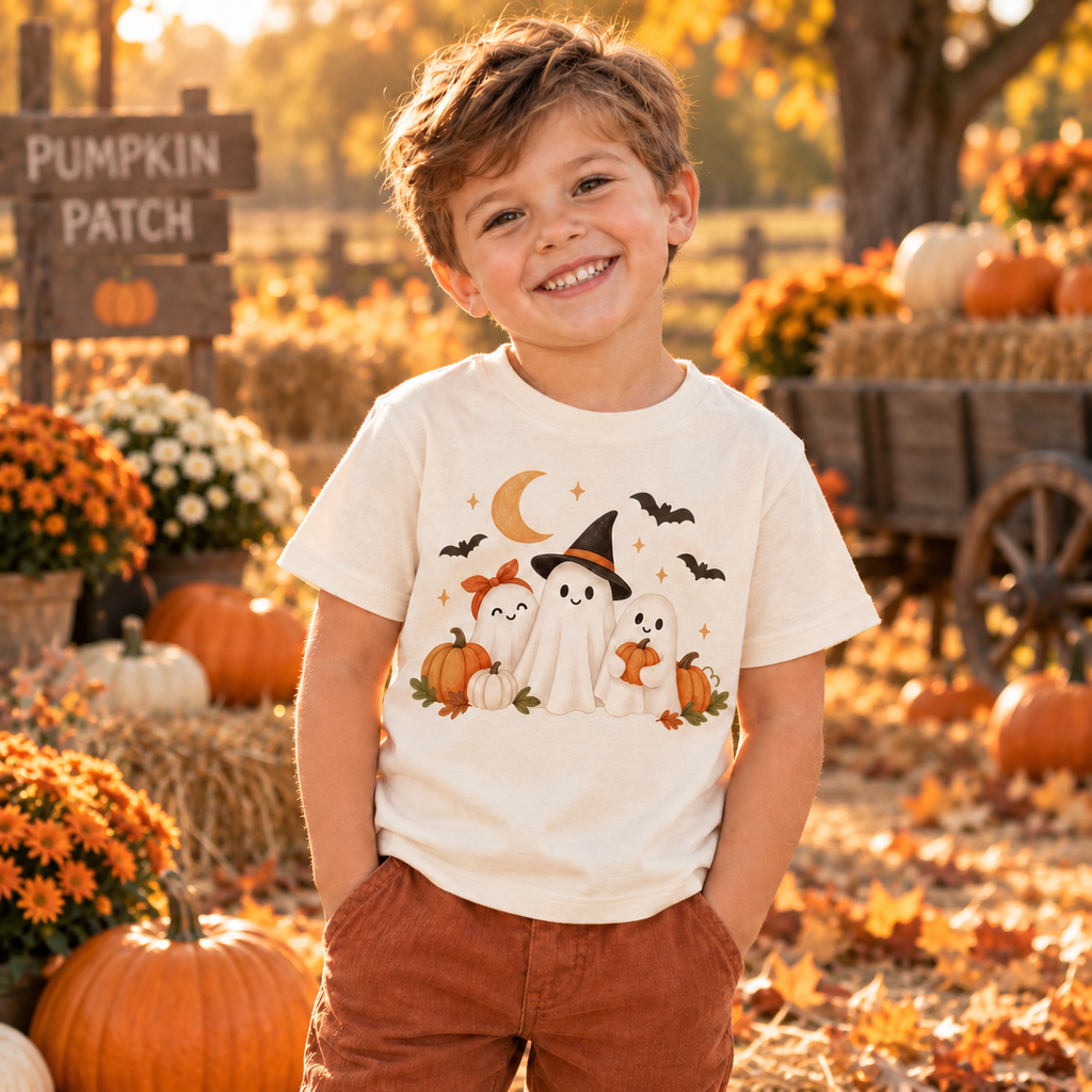 Cute Halloween Ghosts and Pumpkins tee